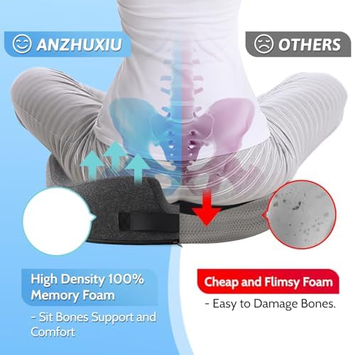 anzhixiu Donut Pillow,Tailbone Pain Relief Cushion, Hemorrhoid Pillow with Two Humps Hip Curve Design, Donut Pillow for Postpartum Pregnancy, L Size Donut Cushion, Grey