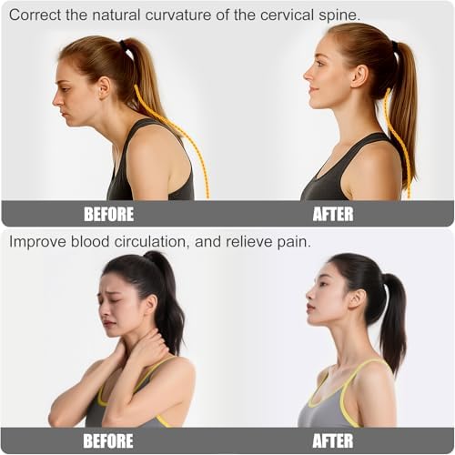 Neck Stretcher Exerciser, 20-25lbs Cervical Collar Exerciser with Wider Padding for Spine Alignment & Posture Correction for Home/Office Neck and Shoulder Relaxer Easy to Pull(Black)