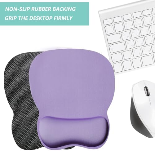 Mouse Pad with Wrist Support, Ergonomic Mousepad with Comfortable Memory Foam Wrist Rest Cushion, Relieve Wrist Pain, Non-Slip Rubber Base Gaming Mice Pad for Home Office Computer Laptop, Purple