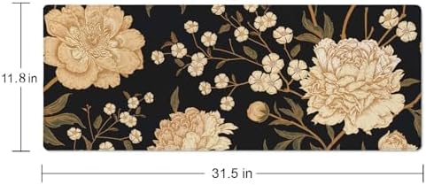 Desk Mat, Large Mouse Pad, 31.5" x 11.8" XL Extended Gaming Mousepad, Desktop Decor Desk Pad, Cute Men Women Office Supplies and Accessories, XL Mouse Pad for Laptop & Keyboard, White Peony
