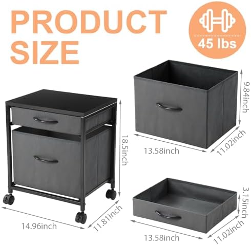 AceOrbit Back to School Rolling File Cabinet Printer Stand,Gray