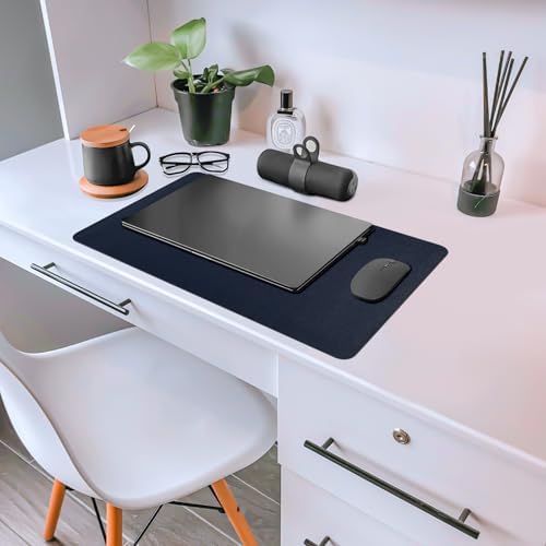 Leather Desk Pad Mat, Navy Blue Desk Mat, 23.6" x 13.7"