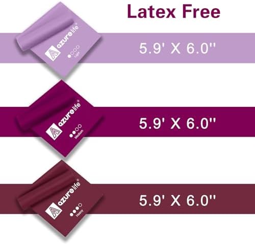 A AZURELIFE Resistance Bands,Professional Long Non-Latex Elastic Stretch Bands,Exercise Bands for Physical Therapy, Yoga, Pilates, Rehab, at-Home or The Gym Workouts, Strength Training