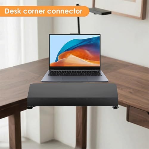 Asixxsix 17 inch Corner Desk Connector, Stainless Steel L Desk Platform Extender with Screw Clamp, for Keyboard Tray Mount on L Shaped Workstation and Home Office