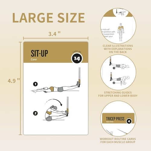 Suspension Workout Cards, 62 Exercises Cards Deck Large Size 5" x 3.5" Fitness Cards for Women & Men, Beginner Fitness Guide to Training Exercises at Home or Gym (Suspension, Vol 1)