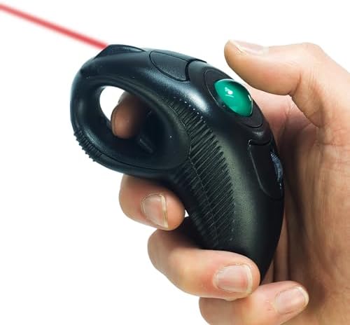 YUMQUA Wireless Trackball Mouse, Finger Handheld Mouse with Laser Pointer