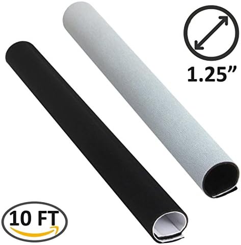 Electiduct 1.25" Neoprene Easy Cable Wrap with Hook and Loop Fastener Wire Manager Cord Protector - Reversible Black/White - 10 Feet