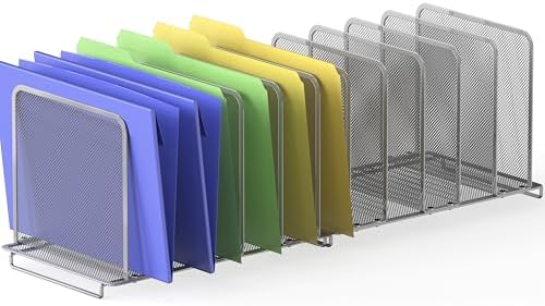 Simple Houseware 5 Section Upright File Sorter Organizer, Silver - 2 Pack