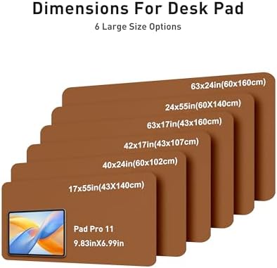 Aothia Faux Leather Desk Mat - Large Mouse Pad, Non-Slip PU Leather Blotter, Waterproof Writing Surface for Office and Home (Brown, 63" x 24")