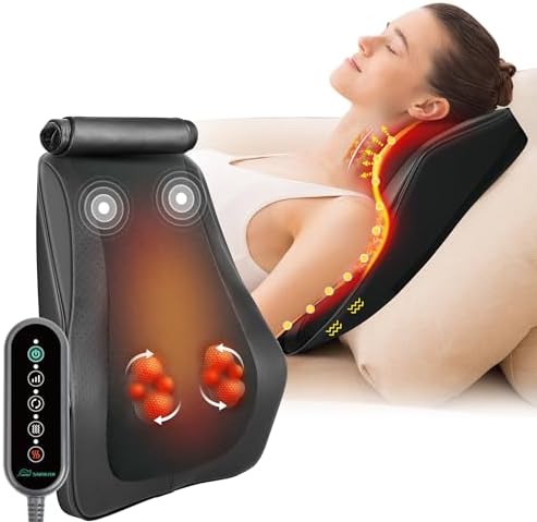 Snailax 4D Shiatsu Back Massager with Heat, Deep Tissue Neck Massager