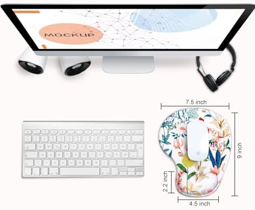 JIKIOU Ergonomic Mouse Pad with Gel Wrist Rest 2Pack, Portable Small Flower