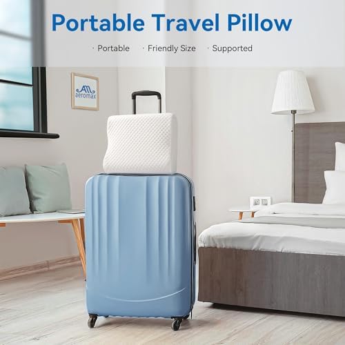 AM AEROMAX Travel Contour Memory Foam Pillow for Neck Pain Relief, White