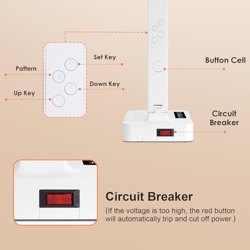 Infiway Desk Lamp with USB Charging Port: LED Desk Lamps for Home Office - 1 Type-C, 1 USB-A Charging Port, 2 AC Power Outlets - Touch Control Dimmable 5 Color 5 Brightness