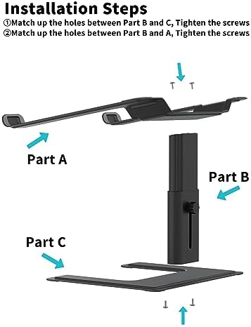 ALASHI Laptop Stand, Height Adjustable Desk Riser, 10-17.3", Black