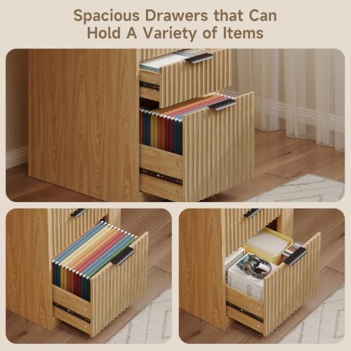 ONBRILL 55" Electric Standing Desk with File Cabinet & Storage, Oak Brown