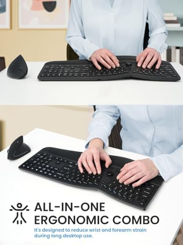 Perixx Periduo-614US, Wireless Quiet Ergonomic Keyboard and Vertical Mouse Combo - Adjustable Palm Rest - Laptop X Type Scissor Keys - Rechargeable Feature - US English