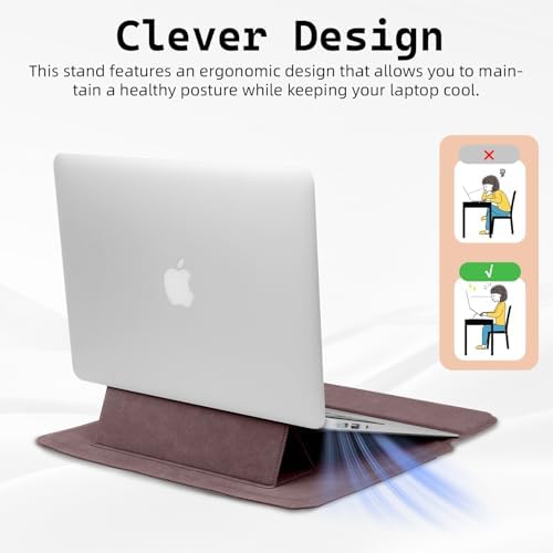 15-16 Inch Laptop Sleeve Case with Stand Feature, Matte PU Leather