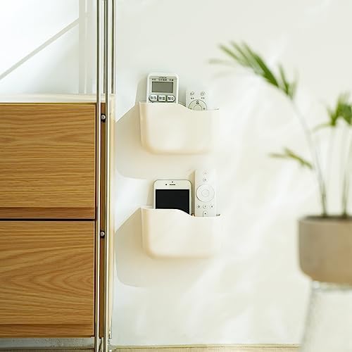 SUNFICON Wall Mount Remote Holder TV FAN Remote Control Holder Bedside Caddy Wall Organizer Phone Holder for Office Adhesive Media Player Controller Holder Box Tray Home Desk Nightstand 3 PACK WHITE