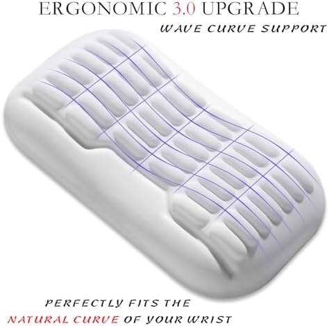 UnivoColors Ergonomic Mouse Wrist Rest,Latest 3.0 Wave Curve Design,High-Resilience Memory Foam Non-Slip Base,Reduces Wrist Fatigue,Ideal for Office Gaming & Long Hours of Use(Ivory)