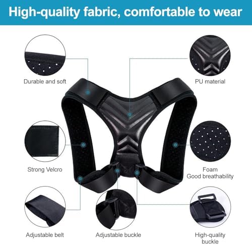 Posture Corrector for Men and Women, Adjustable Back Brace, Comfortable & Breathable Clavicle Straightener, Providing Pain Relief from Bad Posture, Waist, Neck, Back Pain (Medium)