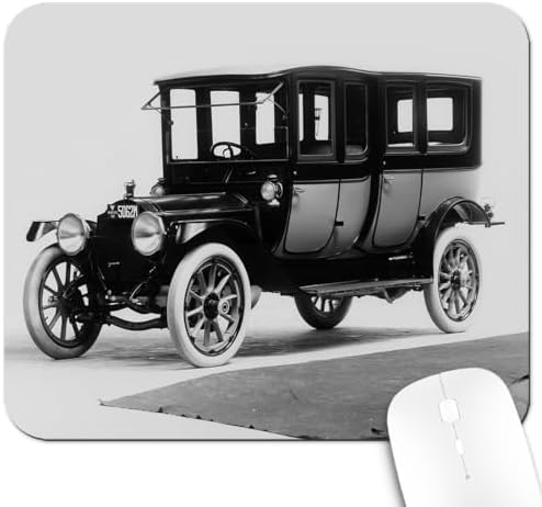 9.5x7.9 Inch Office/Gaming Mouse Pad, Vintage Classic Car Antique Automobile Retro Old Fashioned Design Black and White, Cute Anti-Slip Mat for Desk Decor