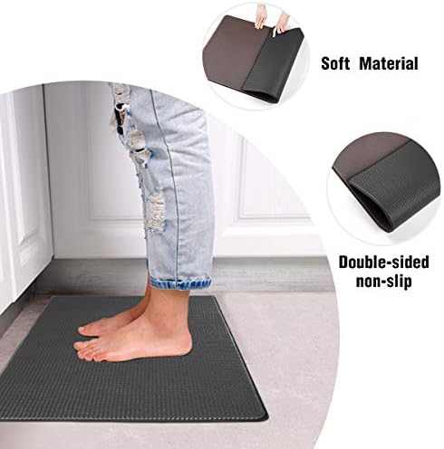 Anti-Fatigue Comfort Mat Non Slip Cushioned Kitchen, Gaming, Office, Standing Desk Mat 18x30 Inch Black