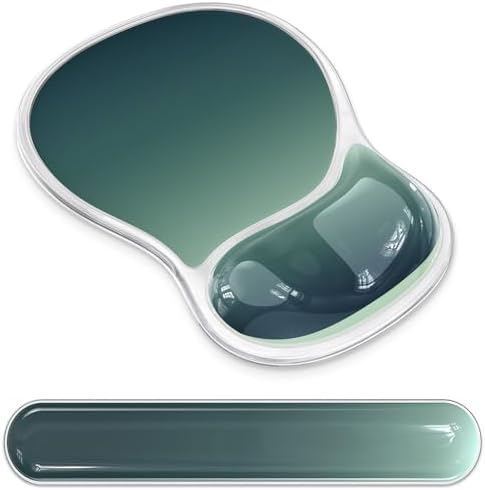 AKIT Ergonomic Mouse Pad and Keyboard Wrist Rest Set, Gel Mousepad, Green