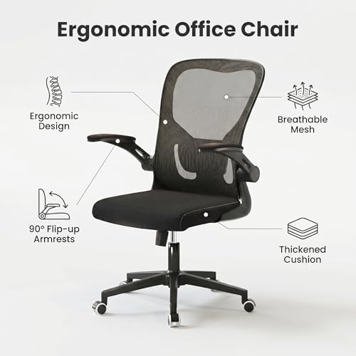 Ergonomic Office Desk Chair, 90°-125° Tilt Back Home Desk Chair with 360° Swivel & Mute Wheels, High Back Mesh Computer Chair for Adults with Lumbar Support, 330 LBS Capacity (01Black)