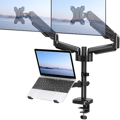 MOUNT PRO Dual Monitor and Laptop Mount for Max 27" Monitors & 17" Laptop