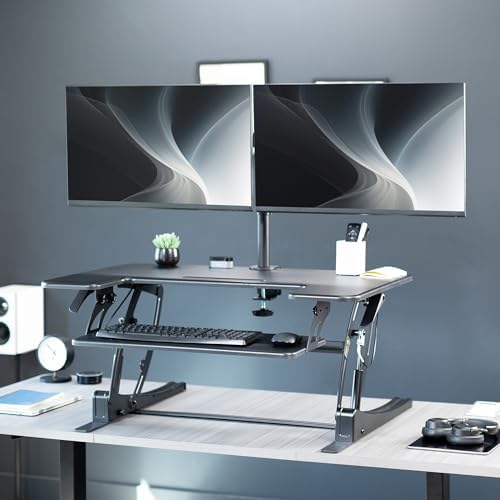 VIVO Black 36 inch Desk Riser with Monitor Mount, DESK-KIT-0V02