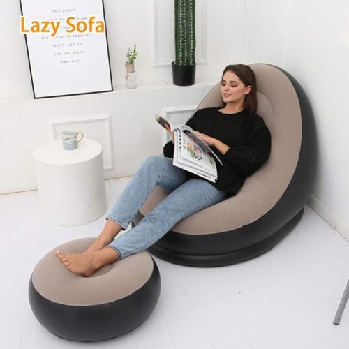 Inflatable Chair with Ottoman (Pump Not Included, Max 220 lbs)