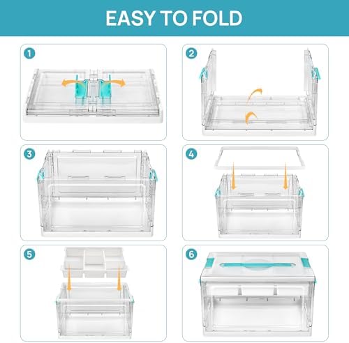 Vtopmart 24 QT Clear Plastic Craft Storage Box with Tray & Dividers, 2 Pack