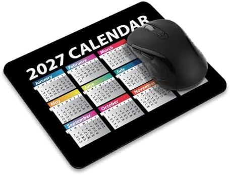 WIRESTER Non-Slip Rectangle Mousepad, Year 2027 Calendar Mouse Pad for Home, Office and Gaming Desk