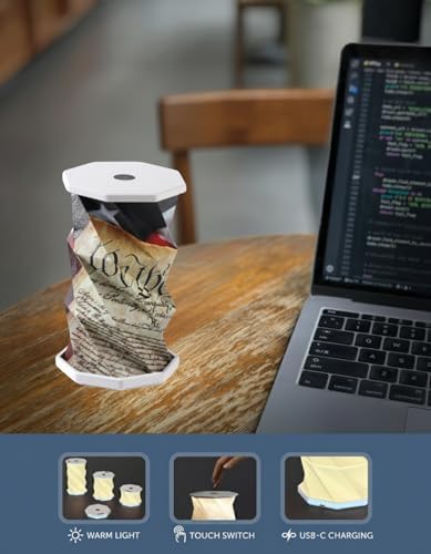 Origami Expanding Foldable LED Desk Lamp – USB Rechargeable & Portable - Dimmable Touch Control Light with Adjustable Height up to 5 1/2 for Office, Bedside - Sleek & Modern Design (We The People)