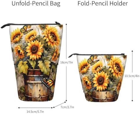 Sunflowers Butterfly Flowers Standing Pencil Case