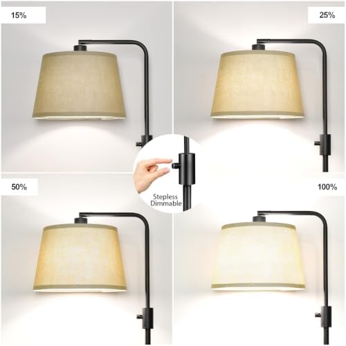 Nintiue Dimmable Floor Lamp, 1000 LM LED Edison Bulb Included, Arc Floor Lamps for Living Room Modern Standing Lamp Tall Lamps for Living Room Bedroom-Champagne