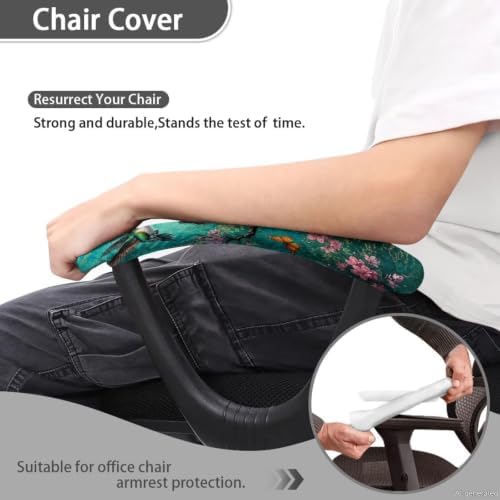 Hummingbird Butterfly Print 2 Pcs Office Chair Armrest Covers, Removable Stretchable Office Chair Arm Covers with Elastic Edge, Soft Comfy Office Chair Arm Rest Covers, Home Decor
