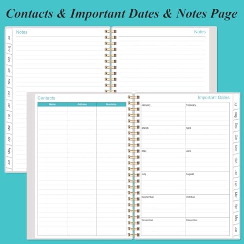 2024-2025 Planner - Weekly Monthly Planner Spiral Bound from July 2024 to June 2025 with 12 Monthly Tabs, Inner Pocket, Elastic Closure, Pink Flowers