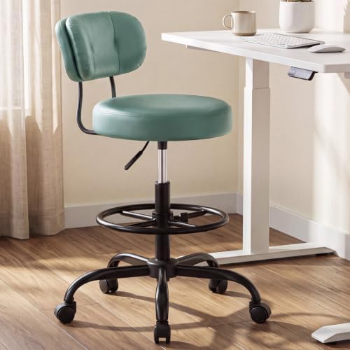Homkdom Drafting Chair, Green PU Leather