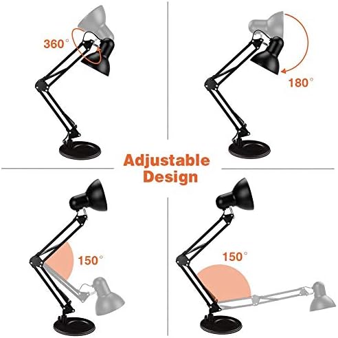 ShellKingdom Architect Task Lamp, Adjustable Swing Arm Desk Lamp with Clamp, Classic Desk Lamp for Home Office Reading (Black)