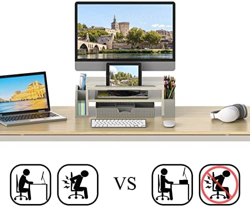 Simple Houseware Desk Monitor Stand Riser w/ Adjustable Tray, Maple