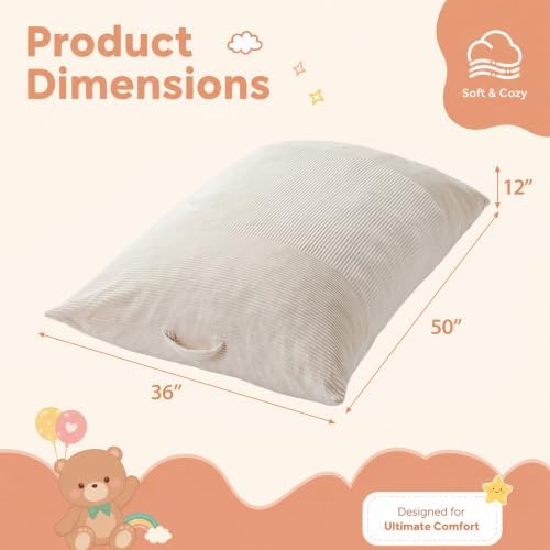 HUGHEAVEN Comfy 3-in-1 Kids Bean Bag Chair, Removable Cover Floor Chair