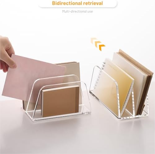 SANRUI Acrylic Mail Organizer for Desk, Mail Holder with 2-Slot, Clear
