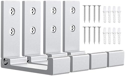 OHIYO 4pcs Folding Coat Hooks Heavy Duty Wall Hooks for Hanging Bags Hooks Headphone Holder No Rust Wall Mounted for Hat, Bags, Jacket, Towel (Silver)