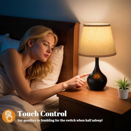 16.1" Touch Table Lamp for Nightstand, 3 Way Dimmable Small Bedroom Lamp
