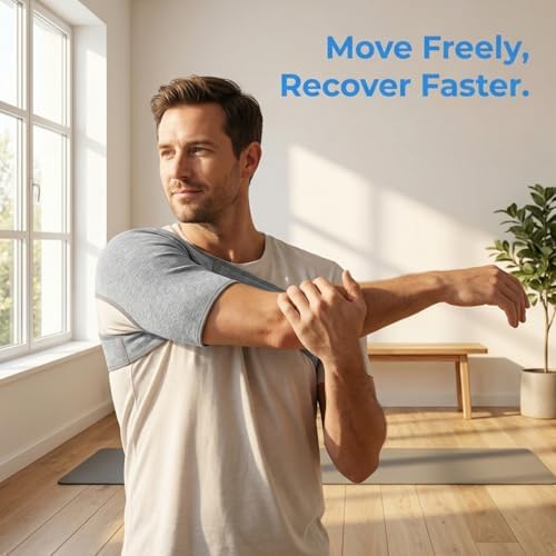 YARNOW Shoulder Support Brace Adjustable Straps Fitness Wrap for Left or Right Shoulder Breathable Compression Sleeve for Sports Exercise Men and Women
