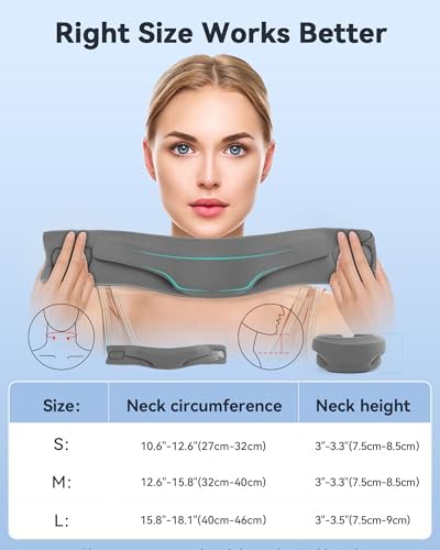 Heated Neck Brace Cervical Collar - Neck Support Brace with Heating Pad, Soft Foam Keep Vertebrae Stable and Aligned for Relief of Cervical Spine Pressure for Women & Men (Large Size) Grey