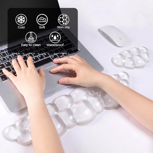 Gel Cloud Keyboard & Mouse Wrist Rest Set - Cloud Keyboard Wrist Rest Pad & Mouse Support for Office Gaming Pad Computer Laptop Ergonomic Comfortable Pain Relief- Cloud Pad Set