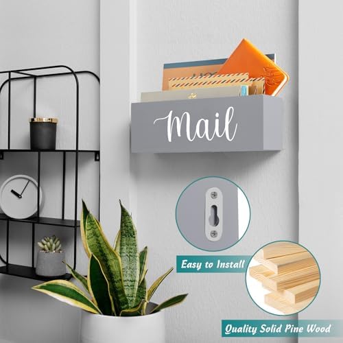 DRASTAR Mail Organizer Countertop, Mail Holder Wall Mount, Mail Sorter Organizer for Desk, Envelope Holder for Home Office (Gray, 2 Slots)