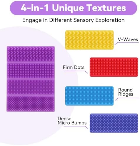 Textured Sensory Stickers – 8 Pack Silicone Fidget Strips for Kids & Adults with ADHD, Autism & Anxiety – Quiet Toys for Desk, Travel & Office – Great for Gifting, Rewards & Fillers